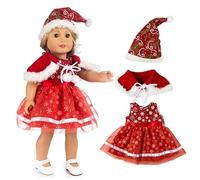 Christmas Clothes Outfits - Baby Doll Clothes Christmas Doll Dress Hat Scarf - Dolls not included