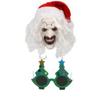 Christmas Clown Costume - Christmas Glasses Face Cover Set | Face Cover Terror With Glasses Accessories Christmas Horror Accessory Christmas Clown Mask