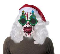 Christmas Clown , Terrifying Clown | Face Cover Terror with Glasses | Christmas Costume Accessories, Horror Accessory, with Bright Colours for