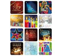 Christmas Coasters, Pack of 12 cork coasters, each of a different design, with inspirational words. Beautiful for women or men, by Just Cards Direct (C281)