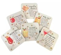 Christmas Cocktail Making Drinks Mixing Coasters Set of 6. Great gift for people that have their own bar, or just like making cocktails. Durable coasters that can have your own recipe on, just ask.