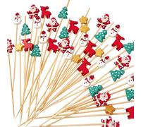 Christmas Cocktail Picks, 120pcs Christmas Food Picks Santa Snowman Elk Snowflake Bamboo Toothpicks, Appetizers Fruit Skewers Sandwich Cupcakes Toothpicks for Appetizers