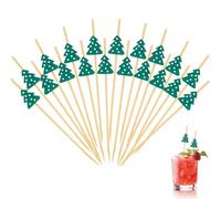 Christmas Cocktail Picks, 200 Pcs Christmas Tree Cocktail ToothPicks for Appetizers, Bamboo Decorative Toothpicks Skewers Sticks for Food Fruits and Drinks Garnish, Christmas Holiday Party Supplies