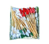 Christmas Cocktail Sticks - 4.33" Bamboo Fruit Picks with Snowflake & Snowman Design, Festive Appetizer Skewers for Holiday Parties, Weddings, and Desserts (5 Styles)
