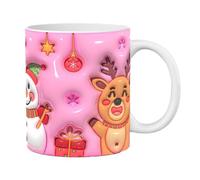 Christmas Coffee Cups, 3D Christmas Reindeer Ceramic Coffee Mug Tea Cup, Holiday Coffee Mugs with Handle, Santa Cups for Iced Coffee Soda Cocktail