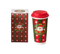 Christmas Coffee Cups, Christmas Coffee Cups, 580 ml, Reusable Ceramic Drinking Cups for the Holidays, Christmas Coffee Mug with Lid for Women, Colleagues, Men, Friends, Family