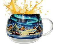 Christmas Coffee Cups | Christmas Transparent Painted Coffee Cup - 300ml Festive Beverage Containers Holiday Drinking Glassware for Hot Cocoa Latte Cold Drinks Milk Wine Beverages