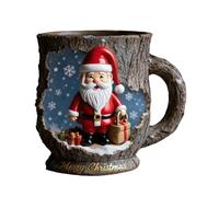 Christmas Coffee Cups - Crackle Bark Texture Glasses, Santa Claus Design Tea Cup Set, Festive, Sturdy and Elegant, Ideal for Travel, Home, Tabl Centerpieces