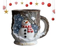 Christmas coffee cups, cups made of resin with ergonomic handle for drinks, Christmas tree design, tea cup, for home, school, travel, housewarming party, holiday party, mother, father, wife, friend