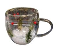 Christmas Coffee Mug, 350ML Christmas Double Wall Mug, Cute Christmas Tree Mugs, Double Wall Insulated Glasses Cup, Christmas Tree Glasses Cup, Christmas Snowflake Decoration Glass Cups