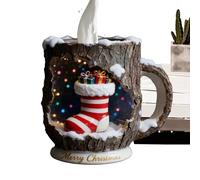 Christmas Coffee Mug, Mug Made of Resin with Ergonomic Handle for Drinks, Tea Cup with Santa Claus Design and Bark Crack Texture, for Travel, Home, Table Decoration and Housewarming