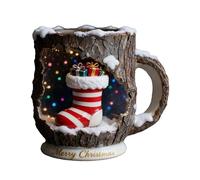 Christmas coffee mug, mug with bark crack texture for drinks, tea cup with Santa design and bark crack texture - for travel, school, table decoration, housewarming party as well as for on the go