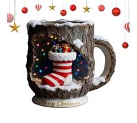 Christmas Coffee Mug - Resin Mug with Ergonomic Handle for Drinks, Coffee Mug with Winter Natural Design - For Home, School, Travel, Housewarming Party, Holiday Party, Mother, Father, Marriage