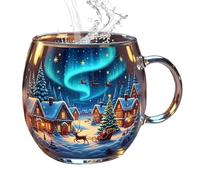 Christmas Coffee Mugs - Holiday Tea Cup Festive Glassware for Celebration | Durabled Style with Elegant Clear Design Heat Resistant, Drinking Cups for Hot Cocoa Milk Wine Beverages, 3.94x3.15 Inches