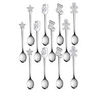 Christmas Coffee Spoons Stainless Steel Spoons Dessert Tea Spoons for Ice Cream Hot Drink 12Pcs Xmas Sugar Spoons Hot Drink Spoons Dessert Tea Spoons