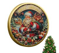 Christmas Coin, Santa Challenge Coin, Colorful Collectible Coin, Santa Reindeer Coin, Double Sided Memorial Collection Coin, Christmas Decoration for Home