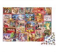 Christmas Collage Art 1000-Piece Jigsaw Puzzle Festive Christmas Market Scene - Classic Educational & Challenging Game for Adults And Kids38x26cm/1000pcs