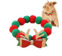 Christmas Collars for Cats,Cute Plush Ball Cat Bowtie Collar - Soft Colorful Dog Outfit Decorations Adjustable Cat Costume Accessories for Kitty Cats Puppies
