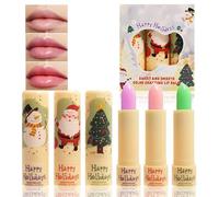 Christmas Color Changing Lipstick 3-Pack, Moisturizing Lip Balm for Dry Chapped Lip, Nourishing Lips Care Cream Set with Exquisite Package, Women Men Lip Care Gifts