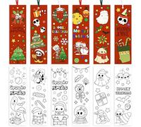 Christmas Color Your Own Bookmarks-120 Pcs Spooky Christmas DIY Coloring Blank Bookmark Xmas Winter Holiday Party Gift Art Craft Supplies for Kids Goodie Bag Fillers Classroom Reading Rewards
