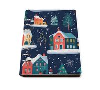 Christmas Colorful Houses Printed Notebook Binder A5 6 Metal Ring Slim Foldable Reusable Notepad Daily Work
