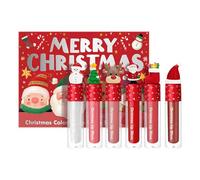 Christmas Colorful Lip Gloss Set, 6PCS Lip Glaze, Matte & Pearlescent, Waterproof Lipstick, Adorable Christmas Design, Gift for Girl and Women