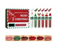 Christmas Colorful Lip Gloss Set - 6pcs Velvety Matte & Shimmering Red & Green Glaze Kit, Luxurious, Waterproof Lipstick Gift Set for Teen Girls & Women, Perfect Festive Stocking Filler