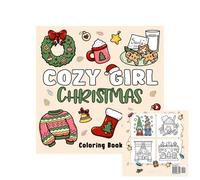 Christmas Coloring Book, Cozy Christmas Coloring Book: Bold and Easy Designs for Adults & Teens, Creative Stress Relief Painting Book,Portable Fun Holiday Painting Book with 50 Pages