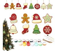 Christmas Coloring - Christmas Ornament Kit | DIY Holiday Craft Set for Kids | Paint Gingerbread Ornaments - Home Decorations for School Offices Apartment Dormitory Party Thanksgiving Seasona