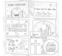 Christmas Coloring Greeting Cards Holiday Greetings Jesus is the Reason Christian Religious Coloring Pages Cards Bible Flat Cards Kids Adult DIY Crafts Grandchildren Assortment Pack (12 Count)