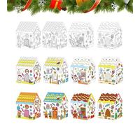 Christmas Coloring House for Kids, Holiday Decoration - DIY Craft Coloring Houses | for Teens Adults Parents Art Teachers Birthday Indoor Play Special Events Living Room Bedroom