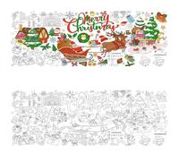 Christmas Coloring Tablecloth for Kids: 72 x 31 Inch Xmas Party Giant DIY Paper Table Cloth & Cover Poster Craft, Games Gifts, Holiday Activity Banner, Children Christmas Holiday Party Favors (B)