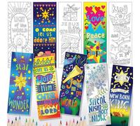 Christmas Colouring Bookmarks, Pack of 10, with Bible Verse on Reverse. Pack of Christian Christmas Bookmarks to Colour, by Just Cards Direct. (10x1)