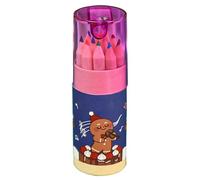 Christmas Colouring Pencils - Pack of 12 Children's Watercolour Pencils with Sharpener and Storage Case | Cute Mini Colouring Pencils in Cartoon Design, Ideal for Colouring, Painting, School Supplies