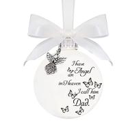 Christmas Commemoration Of Loved Ones Pendant Feather Butterfly Round Christmas Ball Memorial Baubles Ornaments Feather Ball “I Have An Angel” With Small Angel Bauble Ornament Hanging Decoration