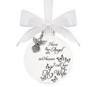 Christmas Commemoration Of Loved Ones Pendant Feather Butterfly Round Christmas Ball Memorial Baubles Ornaments Feather Ball “I Have An Angel” With Small Angel Bauble Ornament Hanging Decoration