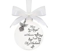 Christmas Commemoration Of Loved Ones Pendant Feather Butterfly Round Christmas Ball Memorial Baubles Ornaments Feather Ball “I Have An Angel” With Small Angel Bauble Ornament Hanging Decoration