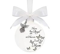 Christmas Commemoration Of Loved Ones Pendant Feather Butterfly Round Christmas Ball Memorial Baubles Ornaments Feather Ball “I Have An Angel” With Small Angel Bauble Ornament Hanging Decoration