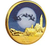 Christmas Commemorative Coins Santa Claus Elk Medal Xmas Art Souvenir Gold Alloy Coins for Merry Christmas Stocking Stuffers Blessing Present Gift Coin Collection