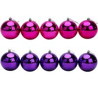 Christmas Concepts® 10 Extra Large 100mm (4") Baubles - Christmas Tree Baubles (Hot Pink & Purple)