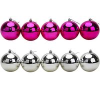 Christmas Concepts® 10 Extra Large 100mm Baubles - Christmas Tree Baubles (Hot Pink & Silver)