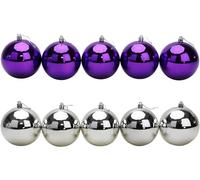 Christmas Concepts® 10 Extra Large 100mm Baubles - Christmas Tree Baubles (Purple & Silver)
