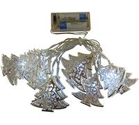 Christmas Concepts® 10 Silver Metal Tree Lights with White LED Lights - 1.5m (5ft) Length - Battery Operated