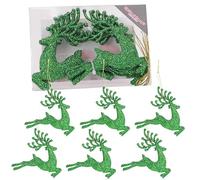 Christmas Concepts®- 100mm (4") Pack Of 6 Glittery Reindeer Baubles - Christmas Tree Decorations (Emerald)
