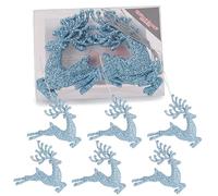 Christmas Concepts®- 100mm (4") Pack Of 6 Glittery Reindeer Baubles - Christmas Tree Decorations (Ice Blue)