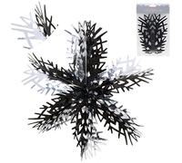 Christmas Concepts® 16” (1.3ft) Large Foil 3D Snowflake Hanging Decoration - Christmas Trimming (Black & Silver)