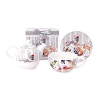 Christmas Concepts® 160mm (6.4") Snowman & Friends Deluxe Ceramic Tableware Range - Tea Set including Teapot, Cup & Saucer With Matching Decorative Gift Box
