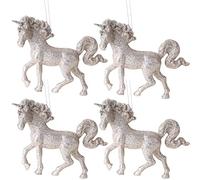 Christmas Concepts® 16cm Glitter Covered Unicorn Decoration - Luxury Christmas Decorations (Champagne, Pack of 4)