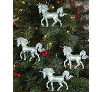 Christmas Concepts® 16cm Glitter Covered Unicorn Decoration - Luxury Christmas Decorations (Mint Green, Pack of 4)