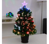 Christmas Concepts® 2ft (24") Pre-Decorated LED Fibre Optic Christmas Tree With Black Base - Colour Changing Baubles & Stars Included